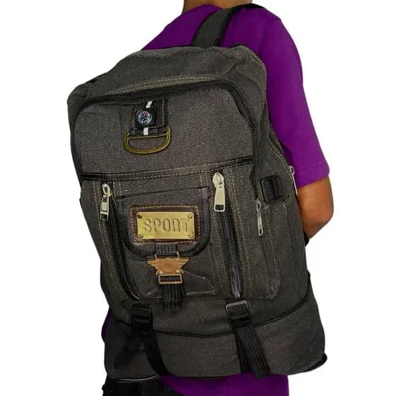 Mochila Masculina Lona 50 Litros Viagem Passeio Motoboy Esporte Trilha Viagem 803