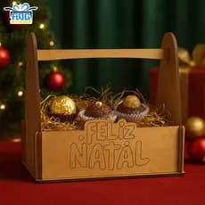 Kit Cesta Lembrancinhas DecorativaS de NATAL - Feliz Natal - Centro De mesa Natalino MDF / Decoração - PAPELARIA