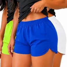 Kit 03 Short Feminino Corrida Academia Treino Tactel Leve Casual Praia