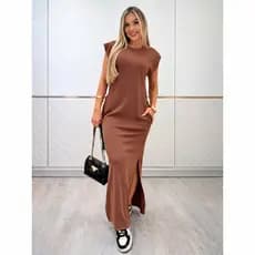 Vestido Muscle Tee Feminino Midi Casual Elegante Confortável tubinho plus size preto marrom