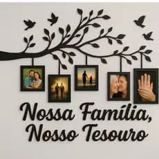 Quadro Decorativo em MDF 10x15– Árvore com Molduras para Fotos de Família