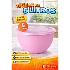 Kit Potes Bowl Plásticos Saladeiras Grande Bacia com Tampa Vedação