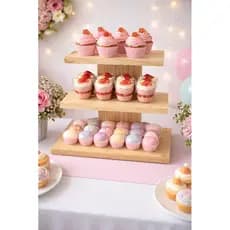 Suporte Expositor de Doces 3 Andares em Madeira | Decoração Mesa de Festa Aniversário