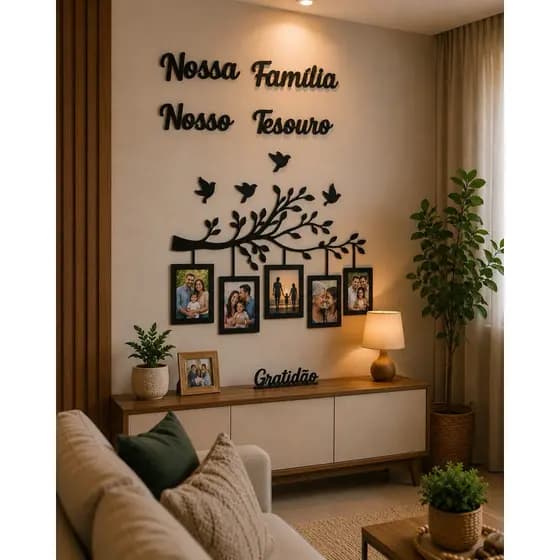 Quadro Decorativo Árvore da Família com Fotos – Nossa Família Nosso Tesouro