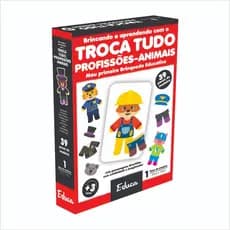 Jogo Me Vista Troca Tudo Profissões Animais Madeira Educativo Pedagógico Didático Infantil Brinquedo