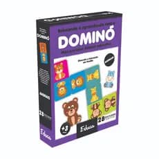 Jogo De Dominó Infantil Bichos De Madeira