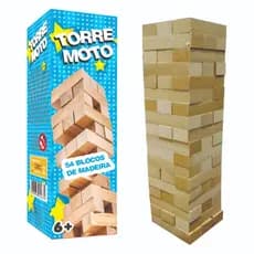 Torremoto Jogo Caiu Perdeu Torre Madeira Brinquedo Menino Menina 54 peças Madeira
