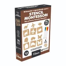 Stencil Montessori Brinquedo Educativo 70 peças 3 canetas para Crianças Pintar pintura infantil