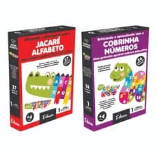 kit 2 Quebra Cabeças Alfabeto e Números Educativo Pedagógico Alfabetização em MDF