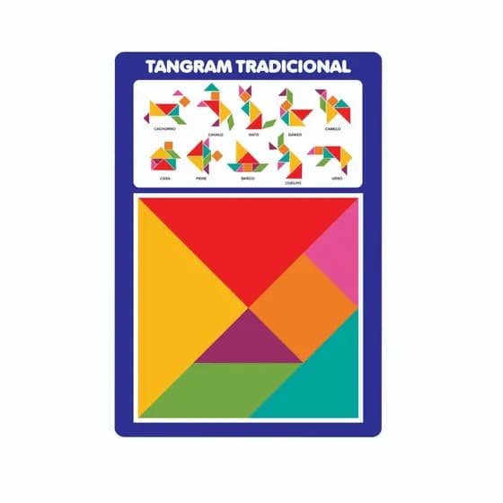 Tangram  Montessori quebra-cabeça Desafios Desenhos Brinquedo Puzzle Infantil Madeira Educativo