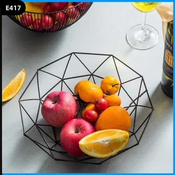 Fruteira Cesta Aramada Modelo Com Acabamento Rose Gold De Mesa 33cm Wellmix Utensilio De Cozinha Multiuso