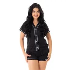 Baby Doll Short Doll Americano Pijama Americano Baby Doll Com Botão