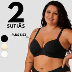 Kit 2 Sutiãs Plus Size Com Bojo Alça Reforçada Alta Sustentação