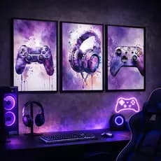 Quadro Gamer Decorativo Parede e Sala Quarto Gamer Controle de Video Game Fone De Ouvido