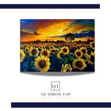 Quadro Paisagem Girassol Por do Sol Decoração Moderna Para Casa Quarto Sala Escritório e Cozinha