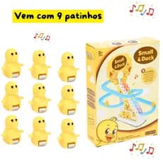 Brinquedo Pista Pato com 9 Patinhos Escorrega Tobogã Escada Musical com Som e Led.