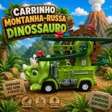 Carrinho Dinossauro Pista De Montanha Russa Elétrico Luz Som Verde