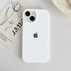 Capinha Silicone Aveludada Cor PRETO / BRANCO Para IPhone 7Plus/XR/11/13/14/15/15Promax/16/16Promax