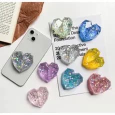 POP SOCTS SUPORTE DE DEDO PARA CELULAR DE CORAÇÃO BRILHOSO COLORIDO