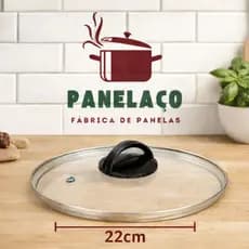 Tampa de Vidro Temperado 22 cm com Puxador para Panelas e Frigideiras