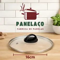 Tampa de Vidro Temperado 16 cm com Puxador para Panelas e Frigideiras