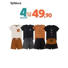 Kit 4 Peças Conjunto Infantil Bebê Menino Verão Algodão Promoção 2 Camisas 2 Shorts Envio Sortido