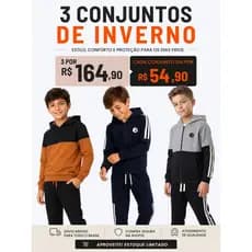 Kit 6 Peças Conjunto Bebê Menino Inverno Moletom Roupa Frio 1 ao 6 Anos Sortido