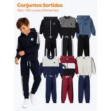 KIT 2, 4 ou 6 Peças Conjunto Infantil Menino Moletom Peluciado Quentinho Roupa de Bebê Sortido