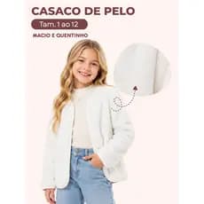 Casaco de Pelo Soft Infantil Menina Inverno Quentinho Macio Tamanhos 1 ao 12