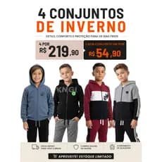 Kit 8 Peças Conjunto Infantil Menino Moletom Inverno Peluciado 4 Casacos + 4 Calças Sortido