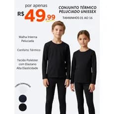 Conjunto Térmico Infantil Peluciado Menino Menina Unissex Inverno Blusa + Calça - Envio Imediato