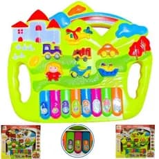 KIT 2 PIANINHO musical infantil luz SOM DOS TRANSPORTES CARRO MOTO HELICOPTERO BOMBEIRO 26cm