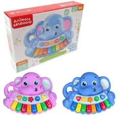 Piano Infantil Musical Elefante Colorido com Sons Educativos, Luzes Brilhantes e Notas Musicais