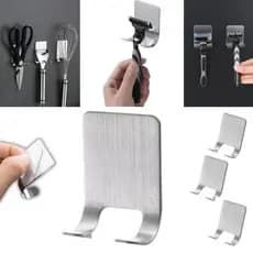 KIT 3 Suporte GANCHO INOX ADESIVO PAREDE PORTA Lâmina Barbear ALTA ADERÊNCIA SUPORTA 4KG SEM FUROS