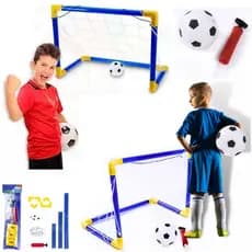 KIT 2 Trave De Futebol Infantil TRAVINHA + Bola + REDE +BOMBINHA Mini Gol Brinquedo DESMONTÁVEL 60CM