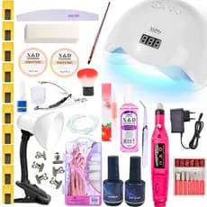 Kit De Unha Gel Acrigel Manicure Lixadeira Elétrica Luminária Cabine Completo