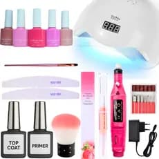 Kit Unha Esmaltação Gel Cabine Lixadeira Elétrica Nail Designer Esmalte em gel