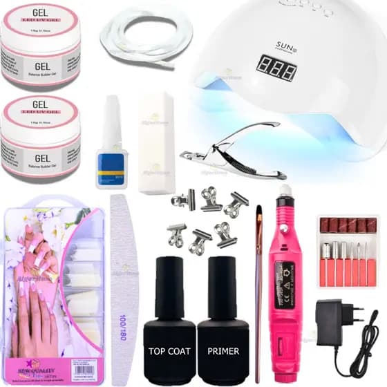 Kit Unha Para Iniciantes Gel Acrigel Completo Cabine Lixadeira