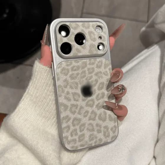 Luxo Cintilante Couro Leopardo Impressão Capa Protetora Para iPhone 17 16 15 14 13 Pro Max Moda Glitter Traseira