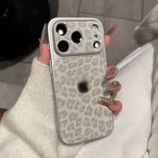 Luxo Cintilante Couro Leopardo Impressão Capa Protetora Para iPhone 17 16 15 14 13 Pro Max Moda Glitter Traseira