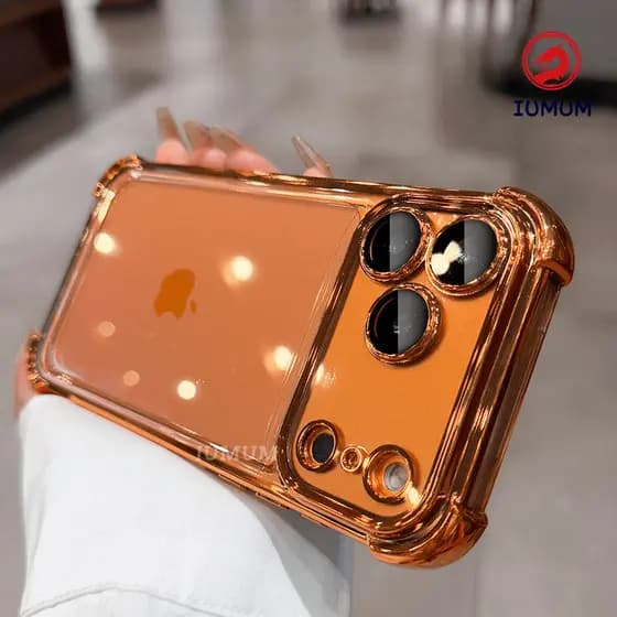 Nova Capa Protetora Acrílica Cromada Para iPhone 17 16 15 14 13 12 11 Pro Max Resistente A Choques