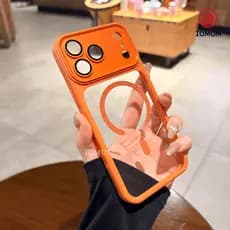 Nova Capa Elegante Para iPhone 17 ProMax Com Traseira De Acrílico Transparente 16 15 14 13 12 11 Pro Max MagSafe
