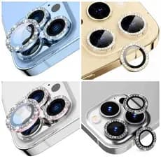 KIT Pelicula Diamante lente  da câmera anel protetor de vidro para iphone 11/ 12 /13/ Pro Max 14 /Plus 14Pro Max 15 16