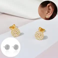 Brinco Redondo Cravejado Com Zirconias Cheio Diamante Feminino Elegante Temperamento Antialérgico