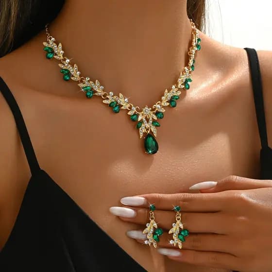 Conjunto de brincos e colar de noiva com cristal, vestido de noiva, acessórios para vestido de banquete, estilo ins
