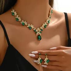 Conjunto de brincos e colar de noiva com cristal, vestido de noiva, acessórios para vestido de banquete, estilo ins