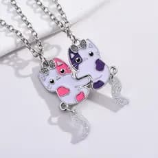 Colar Melhores Amigas Best Friends Amizade Gato Gatinho Cat Yin Yang Parzinho Par Duplo Metades