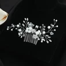 Pente De Cabelo De Noiva De Cristal Pérola Acessório De Véu De Casamento De Elegante Luxo