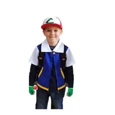 Fantasia Ash Pokemon Colete + Boné + Luva + Pelucia Pikachu e Brinde mini Pokebola