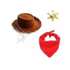 Toy Stoy Chapéu Estrela Sheriff Woody Bandana Vermelha Fantasia